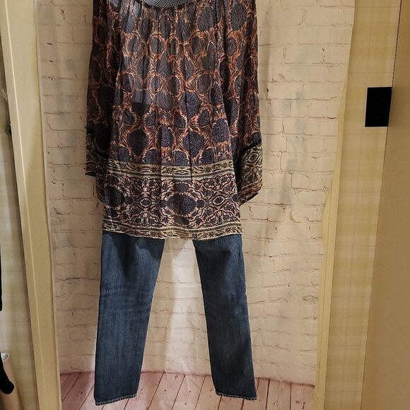 NWOT Plenty by Tracy Reese Anthropologie Chiffon Boho Print Peasant Top sz.S - Picture 7 of 8
